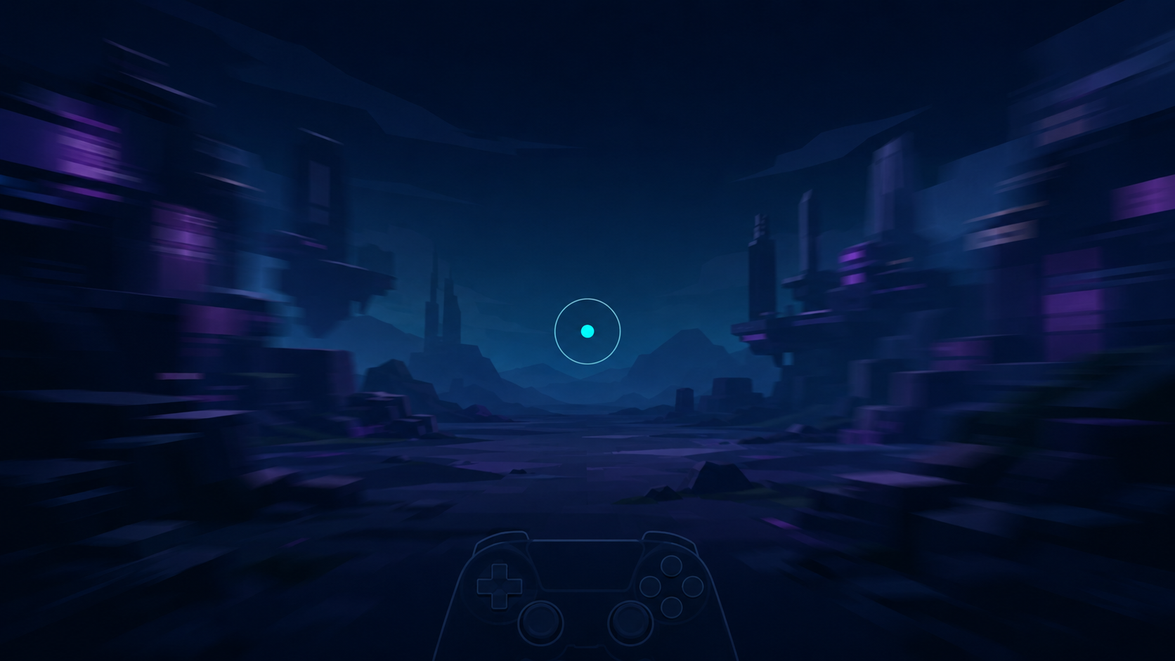 A fixed centre dot can provide a stable visual reference while the game environment moves.