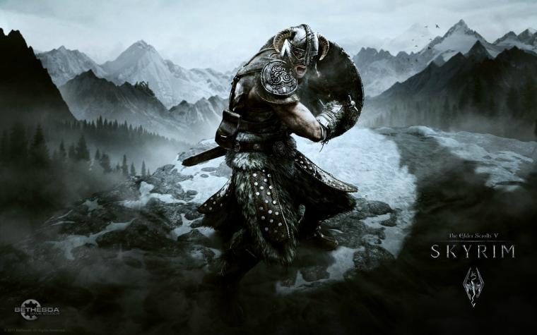 Skyrim logo and figure